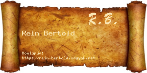 Rein Bertold névjegykártya